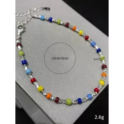 1 Pieza Pulsera De Cuentas De Piedras De Colores Del Arco Iris Y Plata De Moda Para Uso Diario De Mujeres En Verano