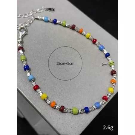 1 Pieza Pulsera De Cuentas De Piedras De Colores Del Arco Iris Y Plata De Moda Para Uso Diario De Mujeres En Verano