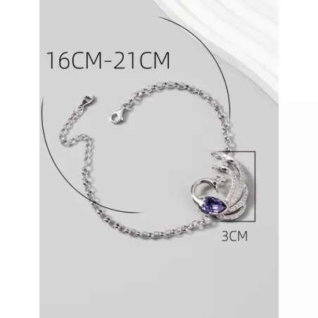 1 pieza Pulsera de cadena atractivo plata zirconia cúbica & con diseño de cisne para mujeres para Día de la Madre regalo