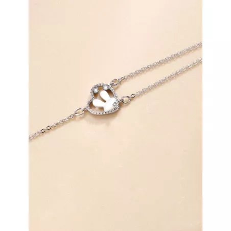 1 pieza Pulsera blanco con concha & Love con corazón & con diseño de conejo plata de ley 925