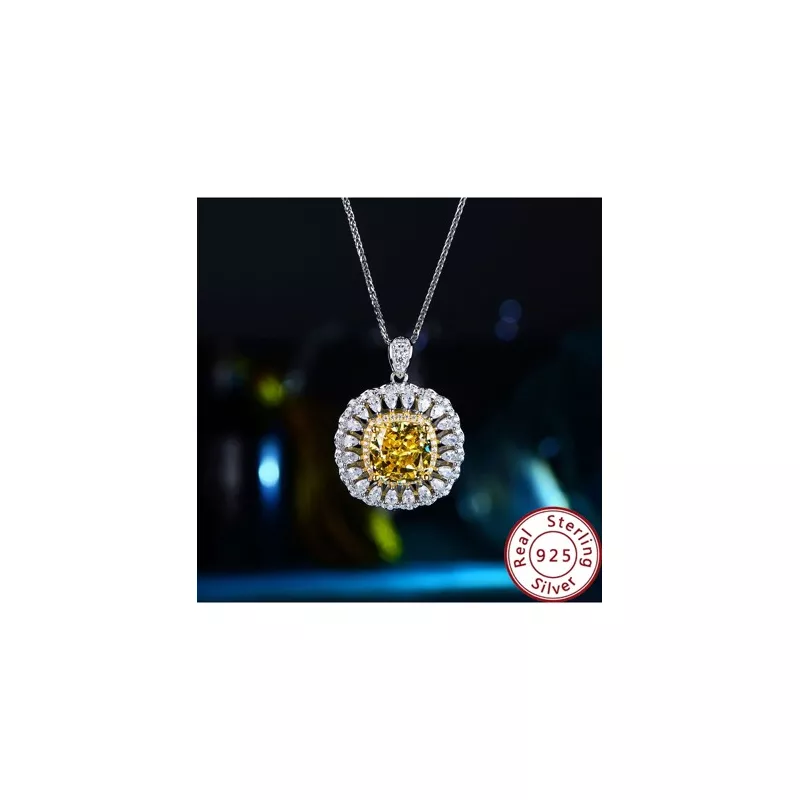 Collar con colgante plata 925 amarillo zirconia