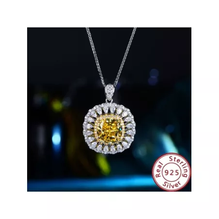 Collar con colgante plata 925 amarillo zirconia