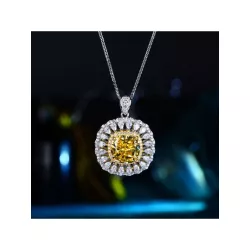 Collar con colgante plata 925 amarillo zirconia