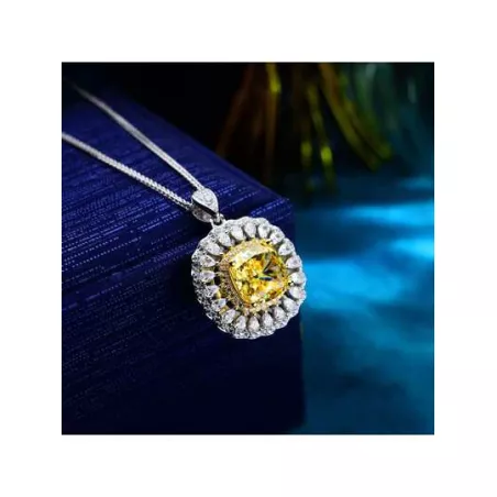 Collar con colgante plata 925 amarillo zirconia