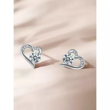 señoras con corazón Collar zirconia cúbica colgante plata esterlina Collar de cumpleaños Día de San Valentín regalo , plata , zi