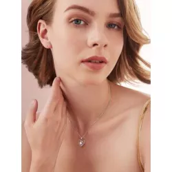 señoras con corazón Collar zirconia cúbica colgante plata esterlina Collar de cumpleaños Día de San Valentín regalo , plata , zi