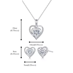 señoras con corazón Collar zirconia cúbica colgante plata esterlina Collar de cumpleaños Día de San Valentín regalo , plata , zi