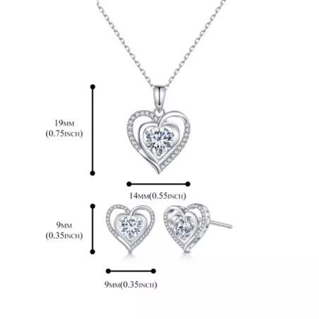 señoras con corazón Collar zirconia cúbica colgante plata esterlina Collar de cumpleaños Día de San Valentín regalo , plata , zi
