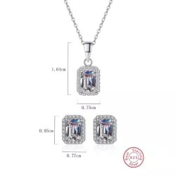 Set de collar y pendientes de plata de ley 925 con circonita cúbica de moda de 3 piezas, ideal para que las damas lo usen en el