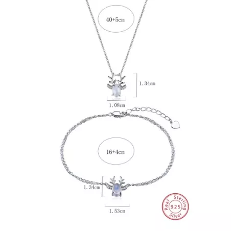 2 piezas elegante con dulce plata 925 & piedra de luna Pulsera con Set collar , adecuado para de mujeres verano uso diario , tra