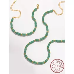 1 set de joyas de plata esterlina 925 de estilo clásico chino nuevo con cuentas de jade colgantes, que incluye collar y pulsera