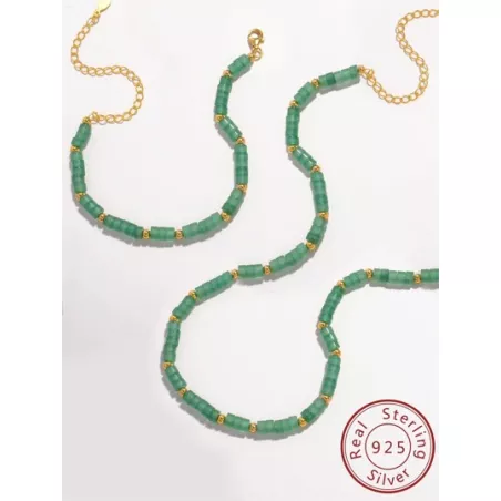 1 set de joyas de plata esterlina 925 de estilo clásico chino nuevo con cuentas de jade colgantes, que incluye collar y pulsera