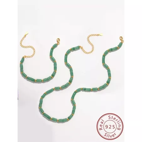 1 set de joyas de plata esterlina 925 de estilo clásico chino nuevo con cuentas de jade colgantes, que incluye collar y pulsera