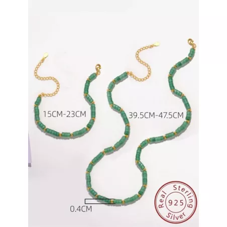 1 set de joyas de plata esterlina 925 de estilo clásico chino nuevo con cuentas de jade colgantes, que incluye collar y pulsera