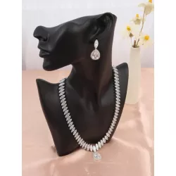 1 set atractivo plata esterlina zirconia cúbica con diseño de gota de agua Set joya para mujeres para fiesta Decoración