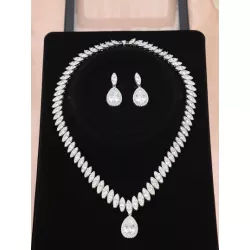 1 set atractivo plata esterlina zirconia cúbica con diseño de gota de agua Set joya para mujeres para fiesta Decoración