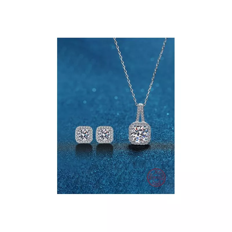 3 piezas de moda plata 925 & zirconia cúbica Pendientes de tachuela con Set collar para mujeres , adecuado para fiesta , anivers