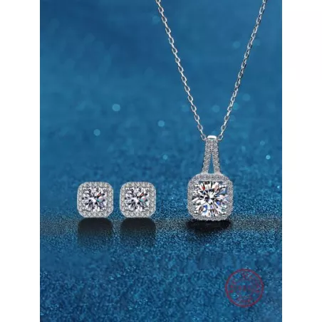 3 piezas de moda plata 925 & zirconia cúbica Pendientes de tachuela con Set collar para mujeres , adecuado para fiesta , anivers