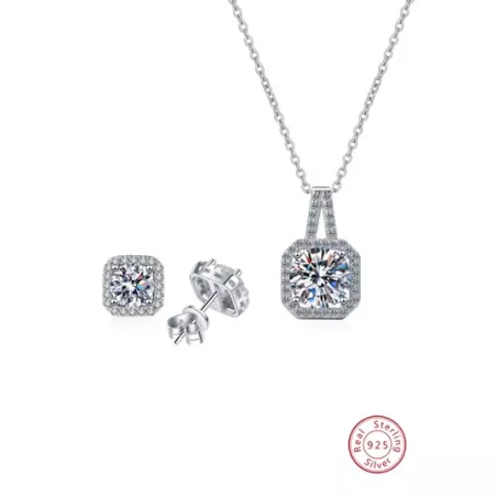 3 piezas de moda plata 925 & zirconia cúbica Pendientes de tachuela con Set collar para mujeres , adecuado para fiesta , anivers