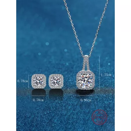 3 piezas de moda plata 925 & zirconia cúbica Pendientes de tachuela con Set collar para mujeres , adecuado para fiesta , anivers