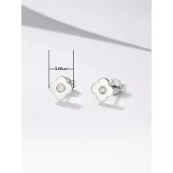 plata de ley 925 zirconia cúbica incrustado trébol de cuatro hojas Pendientes de tachuela con Set collar