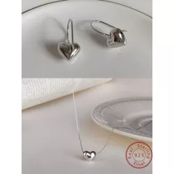 3 piezas/1 juego moda plata esterlina Pendientes largos Collar con colgante Set joya para mujeres para regalo