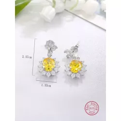 3 piezas de moda con elegante plata 925 & zirconia Pendientes con Collar Set joya , adecuado para mujeres a desgaste en trabajar