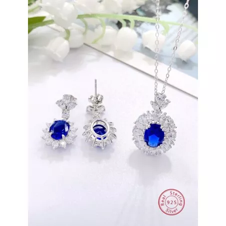 3 piezas de moda con elegante plata 925 & zirconia Pendientes con Collar Set joya , adecuado para mujeres a desgaste en trabajar