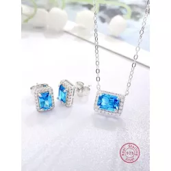 3 piezas dulce con versátil plata 925 & zirconia cúbica Pendientes con Set collar , adecuado para diariamente desplazamientos ,