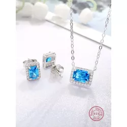 3 piezas dulce con versátil plata 925 & zirconia cúbica Pendientes con Set collar , adecuado para diariamente desplazamientos ,