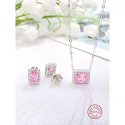 3 piezas dulce con versátil plata 925 & zirconia cúbica Pendientes con Set collar , adecuado para diariamente desplazamientos ,