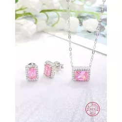 3 piezas dulce con versátil plata 925 & zirconia cúbica Pendientes con Set collar , adecuado para diariamente desplazamientos ,