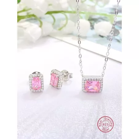 3 piezas dulce con versátil plata 925 & zirconia cúbica Pendientes con Set collar , adecuado para diariamente desplazamientos ,