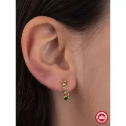 3 piezas Collar + Pendientes + Anillo verde con corazón zirconia cúbica S925 Set joya Mujer aniversario fino