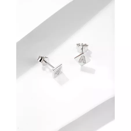 plata de ley 925 & zirconia cúbica embutido Set joya : 1 par de con letra A Pendientes de tachuela & 1 Collar