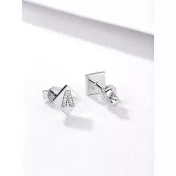 plata de ley 925 & zirconia cúbica embutido Set joya : 1 par de con letra A Pendientes de tachuela & 1 Collar