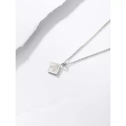 plata de ley 925 & zirconia cúbica embutido Set joya : 1 par de con letra A Pendientes de tachuela & 1 Collar