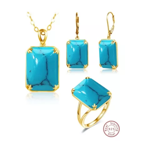 3 piezas/set único con elegante simple piedra del zodíaco tema Set joya con 13*18MM cortar rectangular amarillo cristal como pri