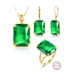 3 piezas/set único con elegante simple piedra del zodíaco tema Set joya con 13*18MM cortar rectangular amarillo cristal como pri