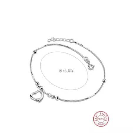 1 pieza Pulsera tobillera de moda con accesorio de corazón plata para mujeres para decoración diaria