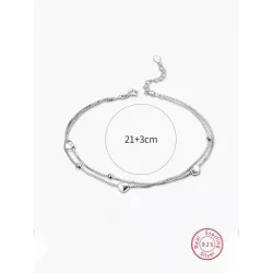 1 pieza Pulsera a capas de moda con corazón & con diseño de cuenta plata para mujeres para Día de la Madre regalo