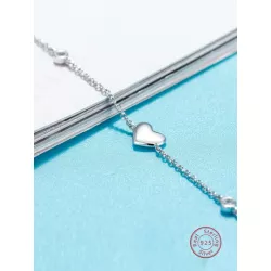 1 pieza Pulsera tobillera exquisito dulce moda con corazón plata esterlina para fiesta o regalo de aniversario