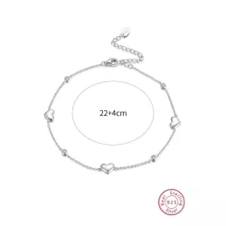 1 pieza Pulsera tobillera exquisito dulce moda con corazón plata esterlina para fiesta o regalo de aniversario