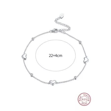 1 pieza Pulsera tobillera exquisito dulce moda con corazón plata esterlina para fiesta o regalo de aniversario