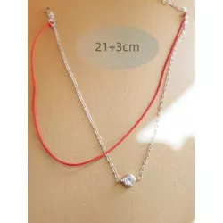 1 pieza S925 plata de moda zirconia cúbica adorno rojo Cuerda Cadena de pie diseñado para de mujeres uso diario