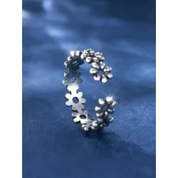 1 pieza Anillo de dedo de moda con diseño de flor plata esterlina para mujeres para vacación