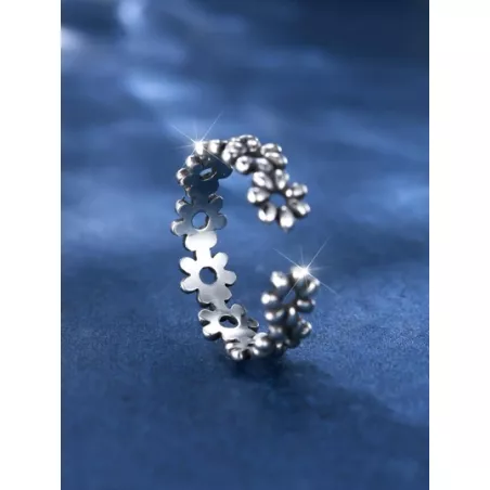 1 pieza Anillo de dedo de moda con diseño de flor plata esterlina para mujeres para vacación