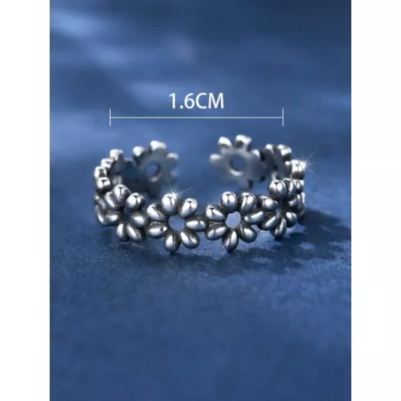 1 pieza Anillo de dedo de moda con diseño de flor plata esterlina para mujeres para vacación
