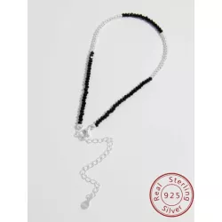 1 pieza Pulsera tobillera minimalista negro & blanco cuenta plata esterlina para mujeres para verano vacación fiesta playa