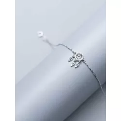 Pulsera S925 plata esterlina hoja para mujeres , moda con cadena estilo , boda & regalo de cumpleaños
